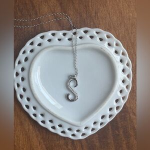 Initial S Pendant CZ 925 Sterling Silver Macy’s Fine Jewelry New Necklace